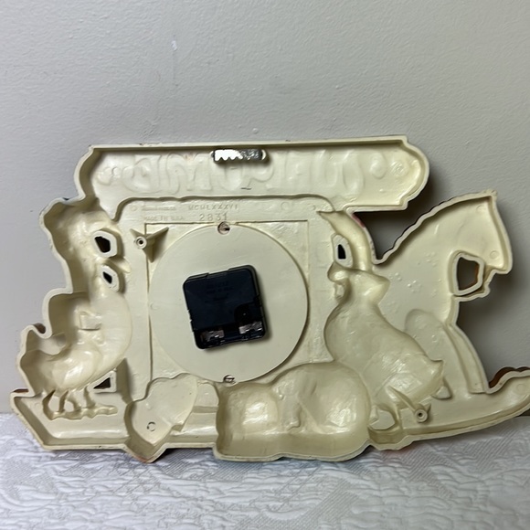 VTG Wall Decor/ Welcome/1986 Burwood Plastic Clock/ Geese /Rocking Horse/ Cat - Picture 3 of 9